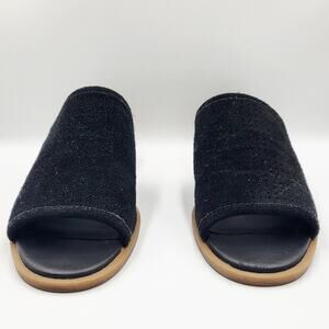Koolaburra by UGG Raychel Black Suede Open-toe Slide Chunky Heel Sandals Size 9